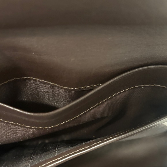 Coach Dark Brown Embossed Signature Leather Wallet with Gold Snap - Picture 9 of 13